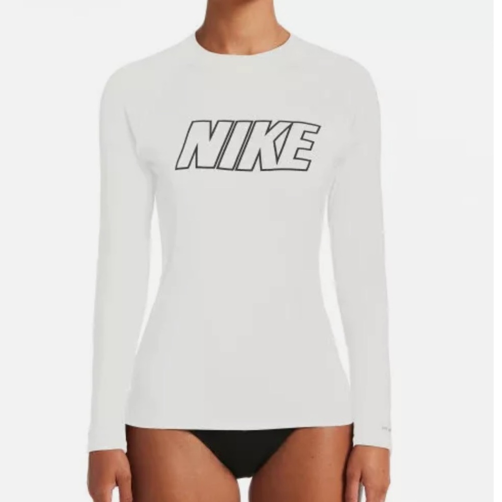 NIKE Swim Women's Hydroguard Rashguard Long Sleeve White NESS9383-100